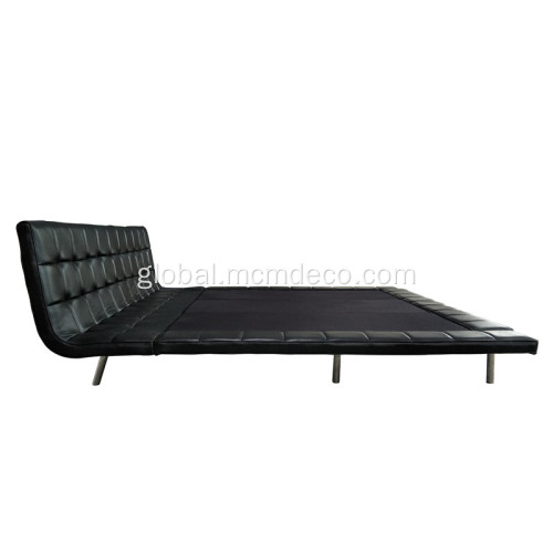 Curved Shape Leather Bed Poliform Furniture Leather Onda Bed Reproduction Manufactory